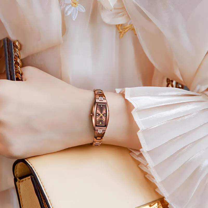 OLEVS 5501 Women's Tungsten Steel Watch with Elegant Copper Dial